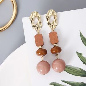 Long Wood Acrylic Earrings